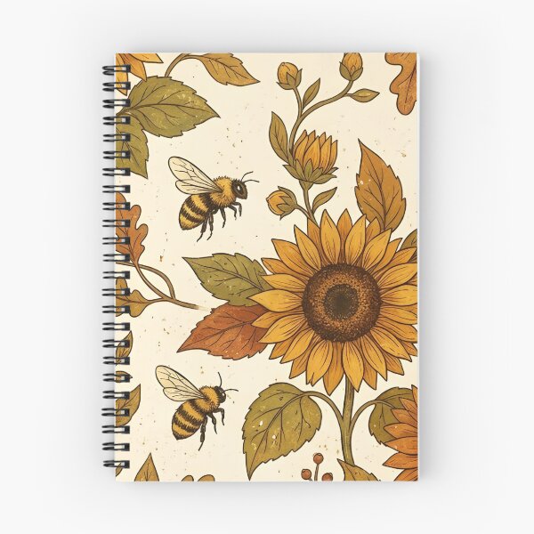 Item preview, Autumn Sunflower & Bee Pattern on Cream Background – Rustic Fall Floral with Golden Yellow, Burnt Orange & Earthy Leaves Seamless Design designed and sold by Soulprint Art.