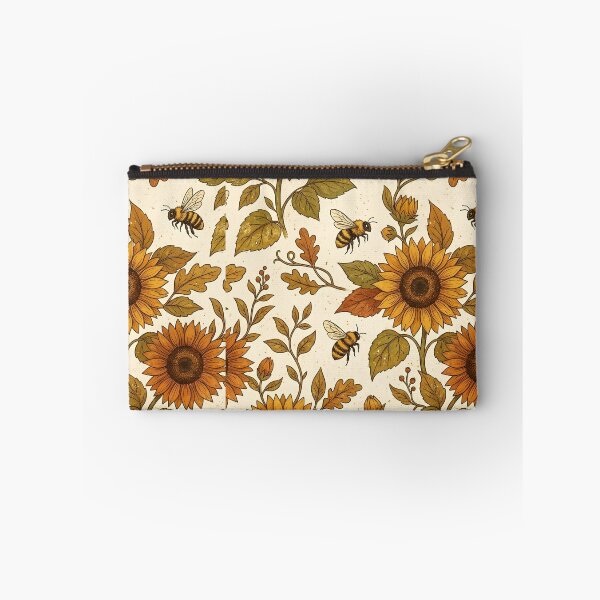 Item preview, Autumn Sunflower & Bee Pattern on Cream Background – Rustic Fall Floral with Golden Yellow, Burnt Orange & Earthy Leaves Seamless Design designed and sold by Soulprint Art.