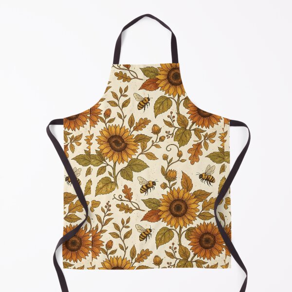 Item preview, Autumn Sunflower & Bee Pattern on Cream Background – Rustic Fall Floral with Golden Yellow, Burnt Orange & Earthy Leaves Seamless Design designed and sold by Soulprint Art.