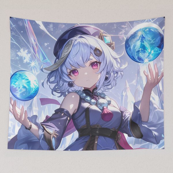 Item preview, Qiqi Genshin Impact Cryo Orbs Snowy Cute Charm designed and sold by Spraykart.