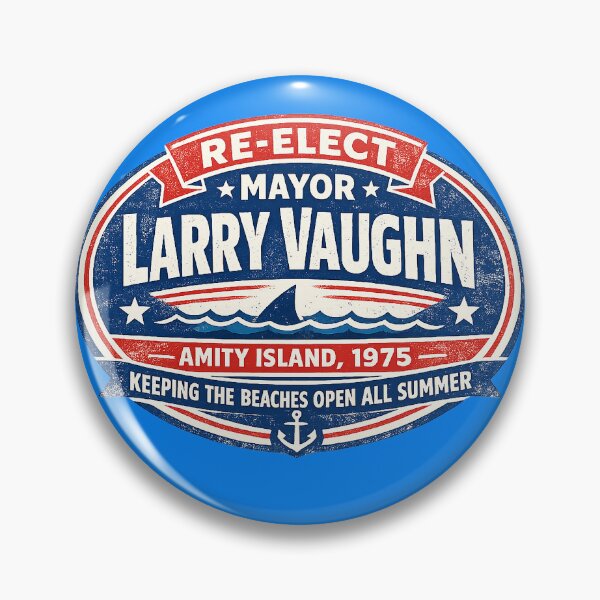 Item preview, Re-Elect Mayor Larry Vaughn Amity Island 1975 Decal | Vintage Beach Town Campaign Parody designed and sold by DiamondSkyShirt.