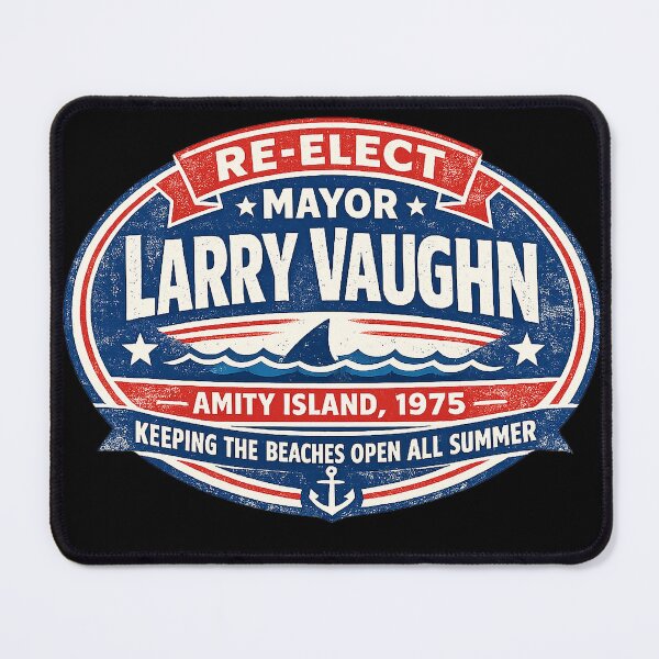 Item preview, Re-Elect Mayor Larry Vaughn Amity Island 1975 Decal | Vintage Beach Town Campaign Parody designed and sold by DiamondSkyShirt.