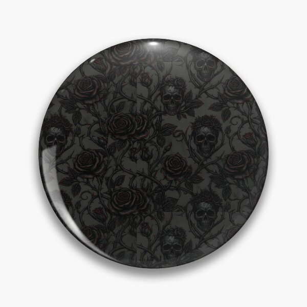 Item preview, Gothic Skull & Dark Rose Pattern on Black Background – Moody Floral with Deep Red Accents, Thorn Vines & Vintage Gothic Seamless Design designed and sold by Soulprint Art.