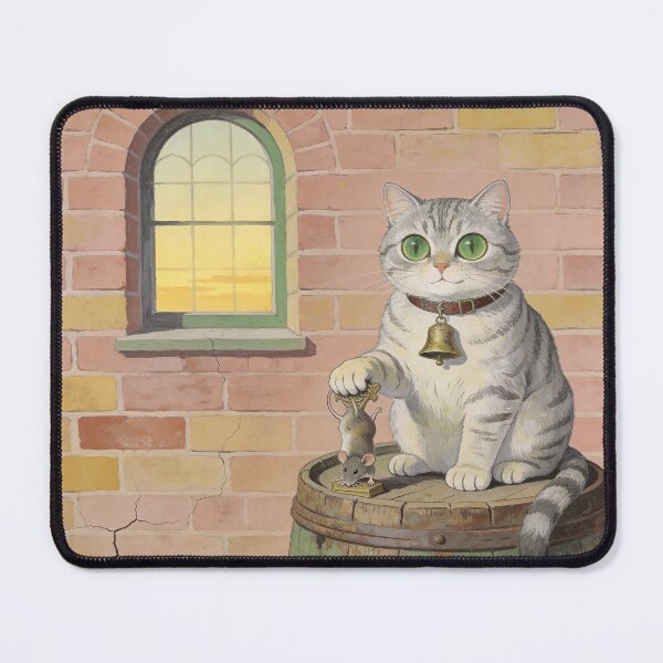 Item preview, Folk Art Cat Portrait - Vintage Primitive Painting designed and sold by PictorialWhimsy.