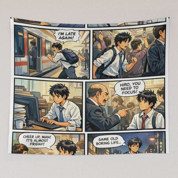 Item preview, Traveling Comic Strip, Hiro's Relatable Journey designed and sold by Uniqueartai.