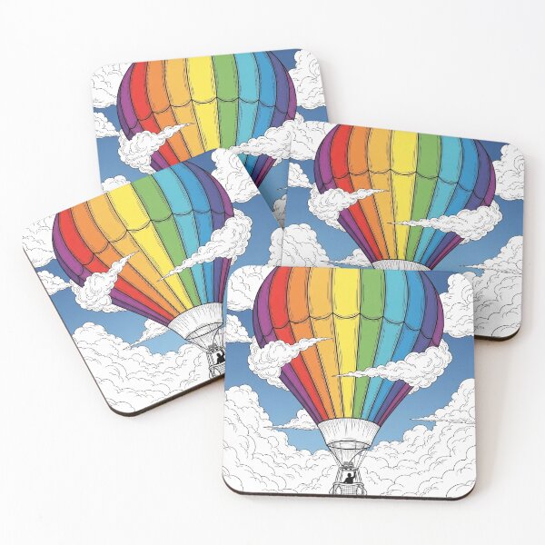 Item preview, Colorful Hot Air Balloon Rainbow Sky Wall Art designed and sold by PixorStudio.