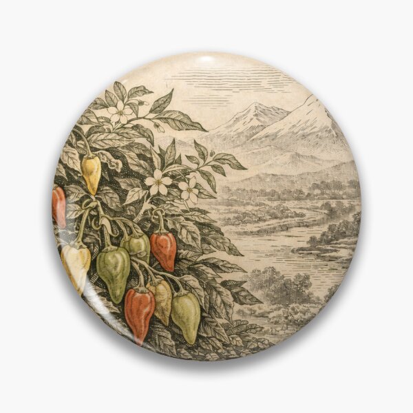 Item preview, Capsicum Baccatum Botanical Illustration | Aji Pepper Engraving | Vintage South American Chili Plant Art designed and sold by LinePlatePress.
