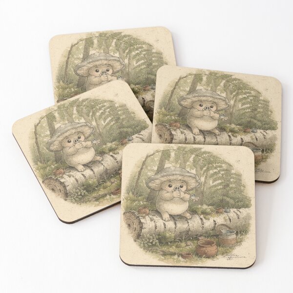 Item preview, Mushroom Folk Dewdrop - Cottagecore Forest Art designed and sold by PictorialWhimsy.