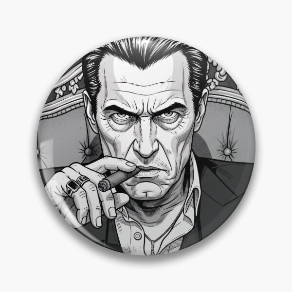 Item preview, Noir Mafia Boss Portrait Vintage Black White Art designed and sold by PixorStudio.