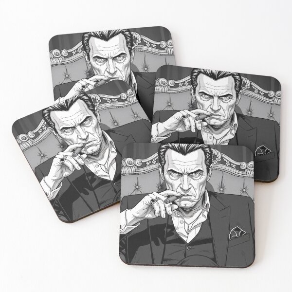 Item preview, Noir Mafia Boss Portrait Vintage Black White Art designed and sold by PixorStudio.