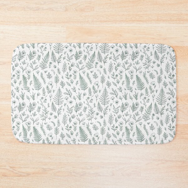 Item preview, Seamless Sage Green Botanical Pattern – Minimalist Wildflower & Fern Line Art on Soft White Background, Elegant Nature Aesthetic designed and sold by Soulprint Art.