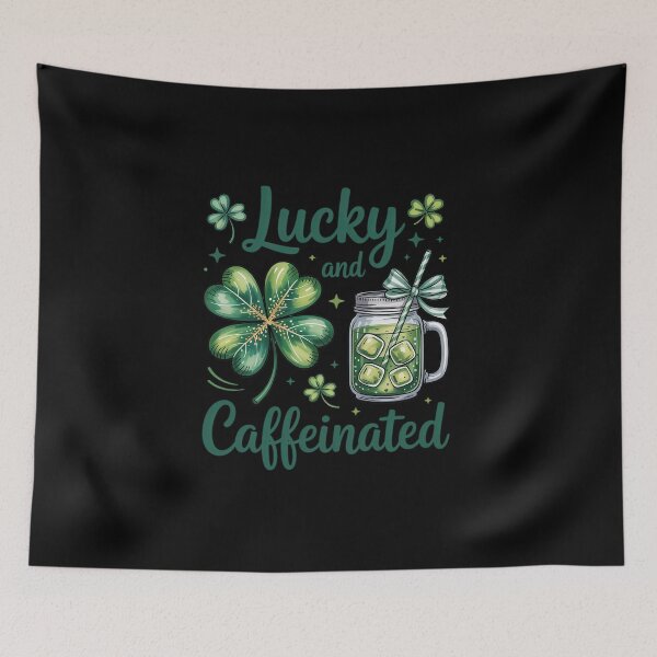 Item preview, Lucky and Caffeinated St Patricks Day designed and sold by BlassmausArt.