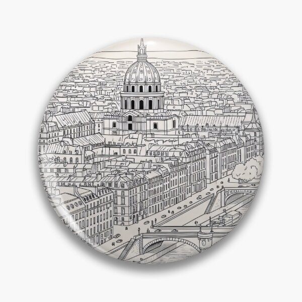 Item preview, Paris Cityscape Line Art Seine River Wall Art designed and sold by PixorStudio.