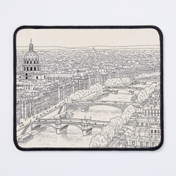 Item preview, Paris Cityscape Line Art Seine River Wall Art designed and sold by PixorStudio.