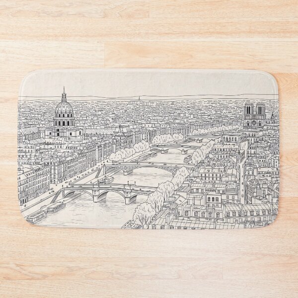 Item preview, Paris Cityscape Line Art Seine River Wall Art designed and sold by PixorStudio.