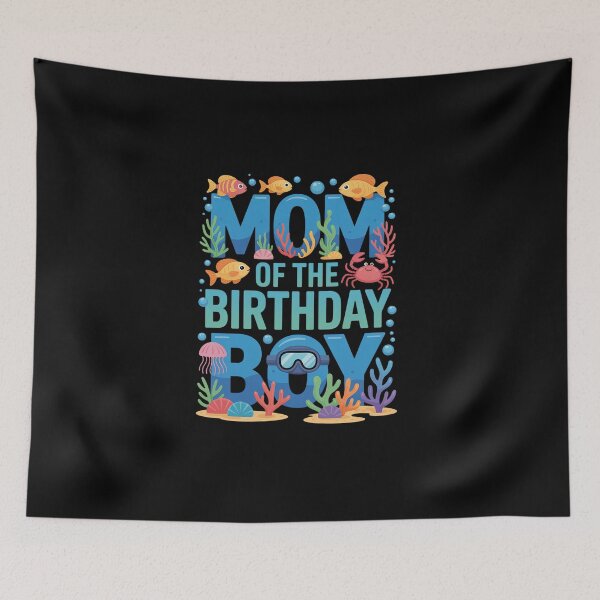 Item preview, Mom of The Birthday Boy Aquarium Sea Animals Matching designed and sold by BlassmausArt.