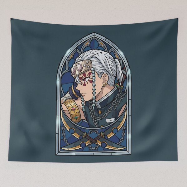 Item preview, Tengen Uzui Demon Slayer Blue Gothic Stained Glass designed and sold by mildaclairmo.