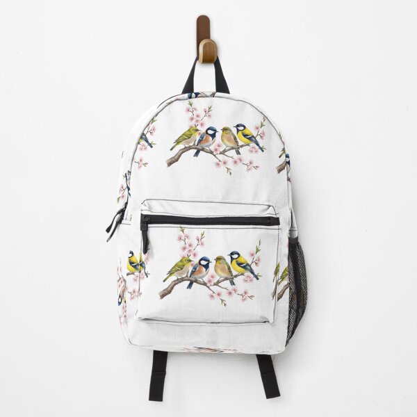 Item preview, Colorful Spring Birds on a Blooming Cherry Blossom Branch designed and sold by VibranPalette.