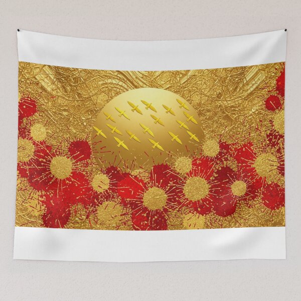 Item preview, Luxury Gold Abstract Sun Birds Modern Wall Art designed and sold by PixorStudio.