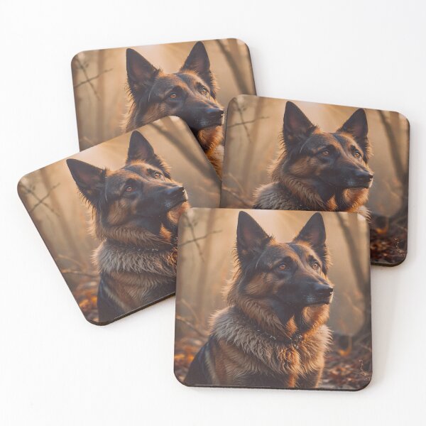 Item preview, German Shepherd Dog Portrait in Golden Forest Wall Art designed and sold by BeautifulVirtues.