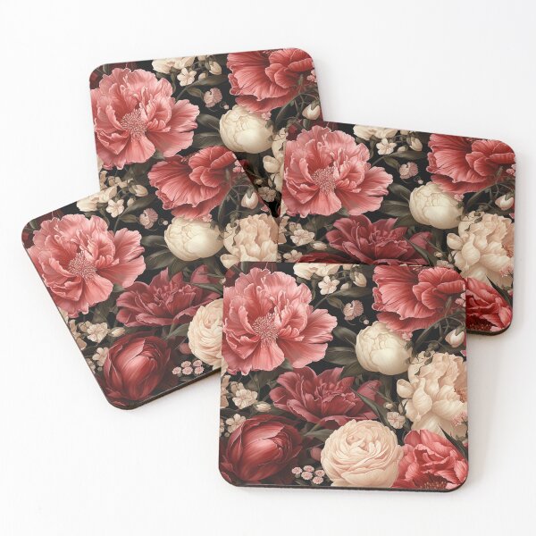 Item preview, Floral pattern with red and white peonies designed and sold by Leylita Design.