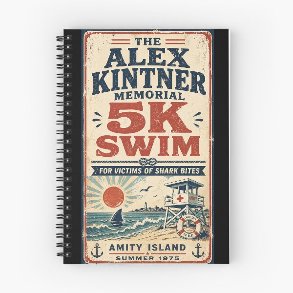 Item preview, Alex Kintner Memorial 5K Swim Poster | Amity Island 1975 Shark Movie Parody Beach Design designed and sold by DiamondSkyShirt.