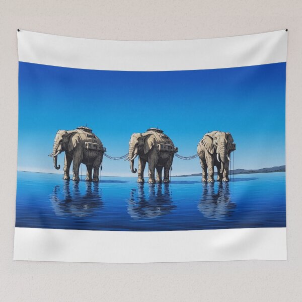 Item preview, Surreal Elephant Architecture Ocean Fantasy Art designed and sold by PixorStudio.