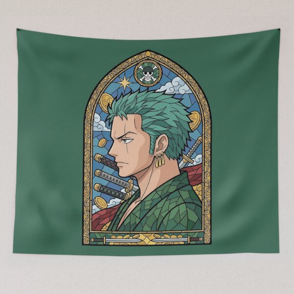 Item preview, Roronoa Zoro One Piece Pirate Crest Stained Glass designed and sold by mildaclairmo.