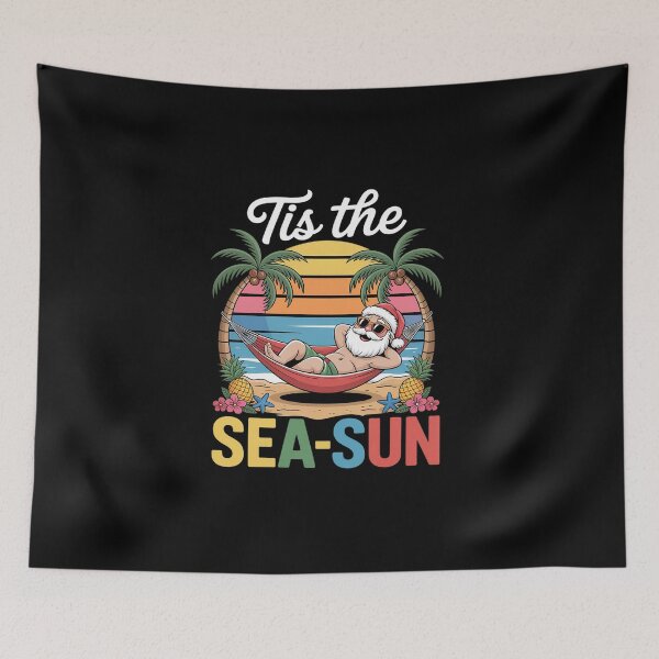 Item preview, Tis The Sea-Sun Funny Christmas in July Hawaii Santa Beach designed and sold by BlassmausArt.