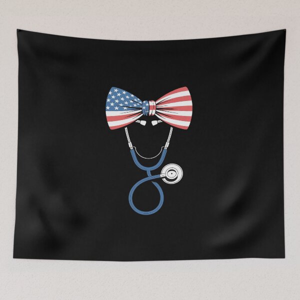 Item preview, USA Flag Stethoscope Coquette Bow RN Nurse 4th Of July designed and sold by BlassmausArt.