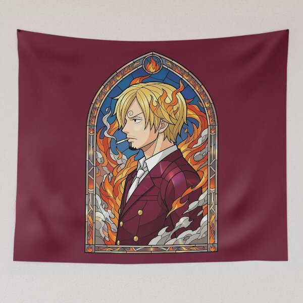 Item preview, Sanji Vinsmoke One Piece Stained Glass Flame Portrait designed and sold by mildaclairmo.