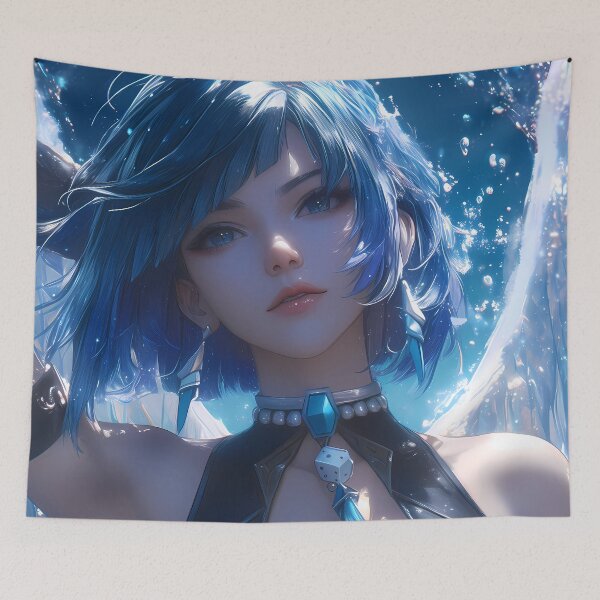 Item preview, Yelan Genshin Impact Blue Hair Water Sparkle Cool Night Glam designed and sold by TanglenRabbit.