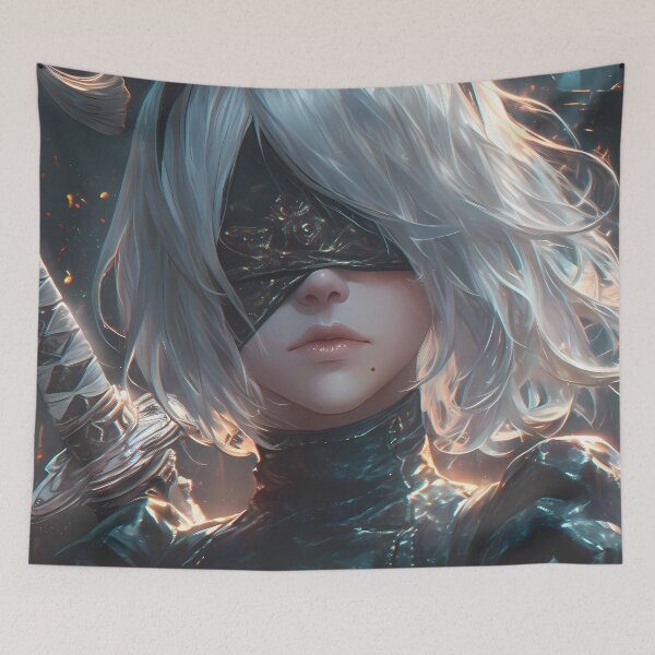 Item preview, 2B Nier Automata Silver Hair Blindfold Gothic Mood Android designed and sold by TanglenRabbit.