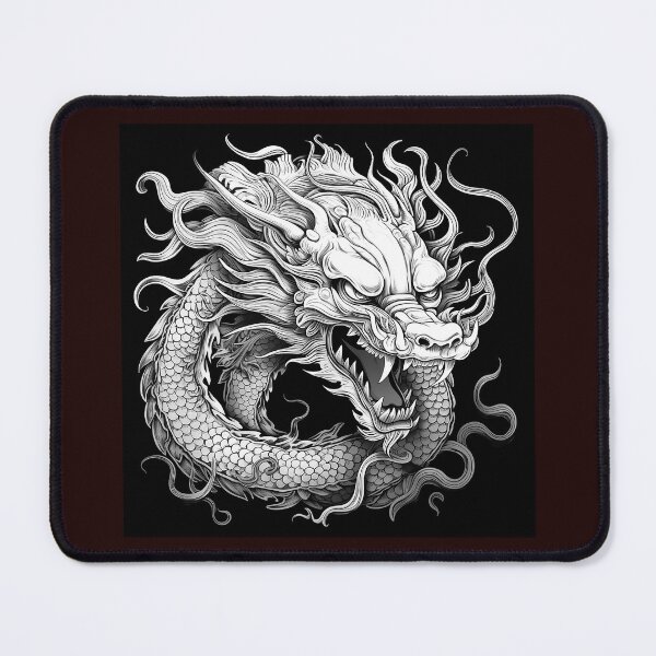 Item preview, Japanese Dragon Black and White Tattoo Style Fantasy Illustration designed and sold by inkoutninja.