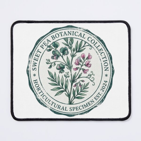 Item preview, Vintage Sweet Pea Plant Stamp Horticulture Circle designed and sold by Digital Duniyah.