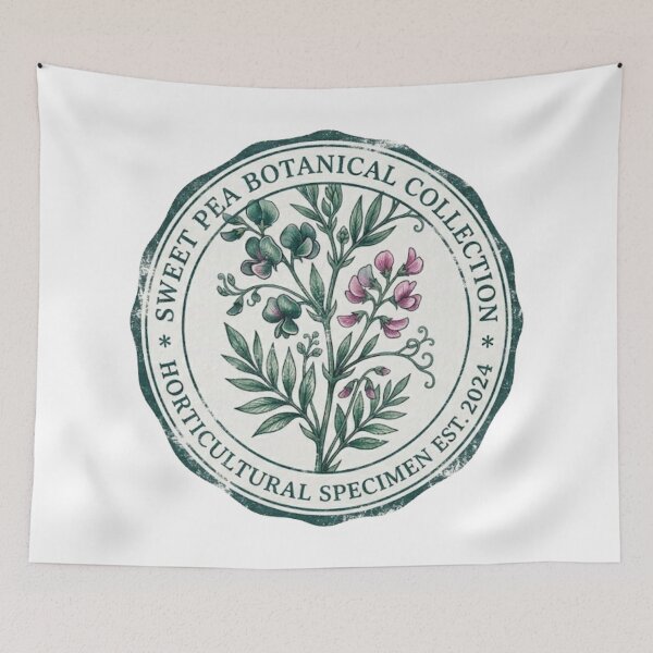 Item preview, Vintage Sweet Pea Plant Stamp Horticulture Circle designed and sold by Digital Duniyah.