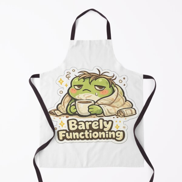 Item preview, Barely Functioning Frog Sticker – Cute Tired Frog with Coffee, Kawaii Aesthetic designed and sold by InkWanderStudio.