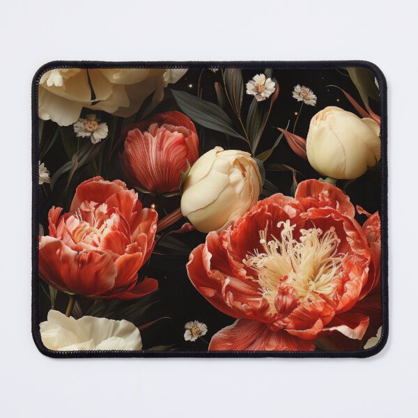 Item preview, Floral pattern with red and white peonies designed and sold by Leylita Design.
