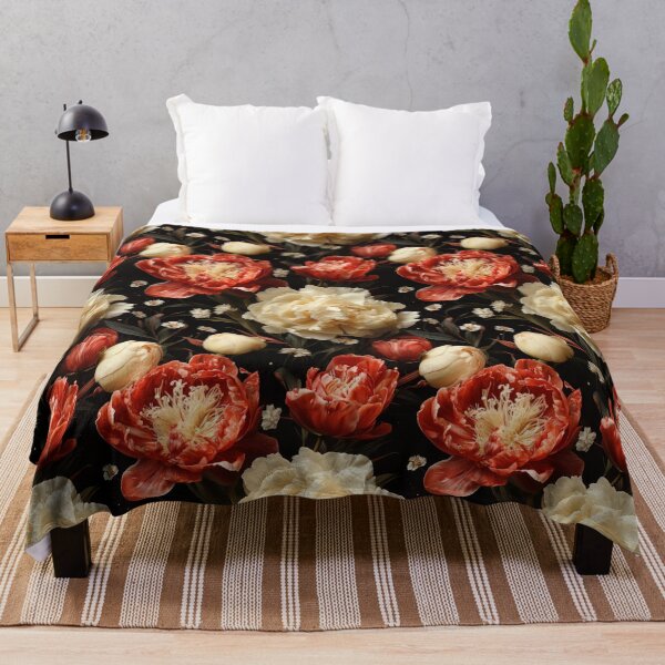Item preview, Floral pattern with red and white peonies designed and sold by Leylita Design.