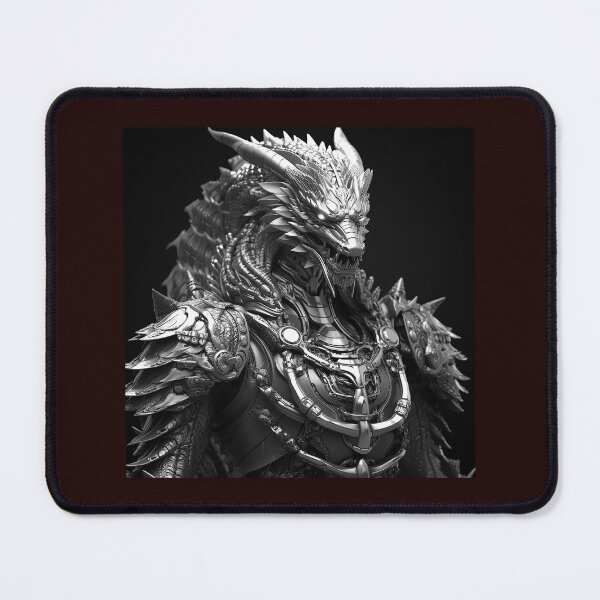 Item preview, Armored Dragon Warrior Black and White Fantasy Illustration designed and sold by inkoutninja.