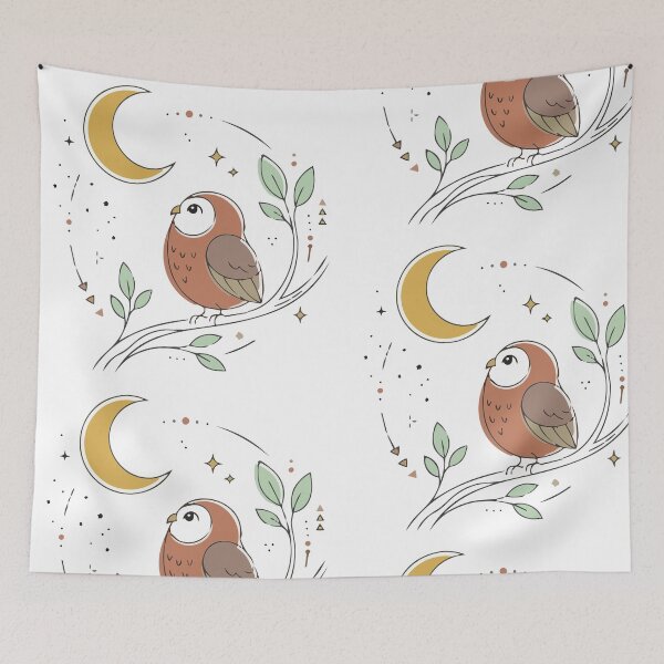 Item preview, Mystical Celestial Owl and Crescent Moon Art designed and sold by BestChoiceService.