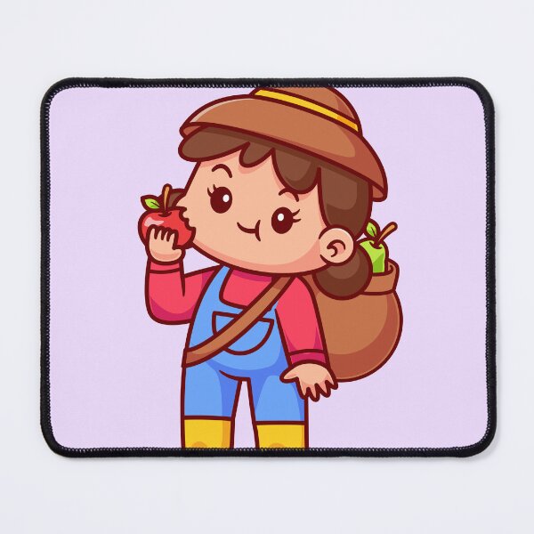 Item preview, cute-woman-farmer-eating-apple-fruit-cartoon-vector-icon-illustration-people-nature-isolated-flat designed and sold by hjian8219.