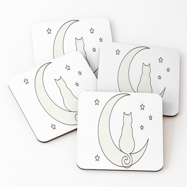 Item preview, Minimal Line Art-Cat on The Moon designed and sold by DinsignStudio.