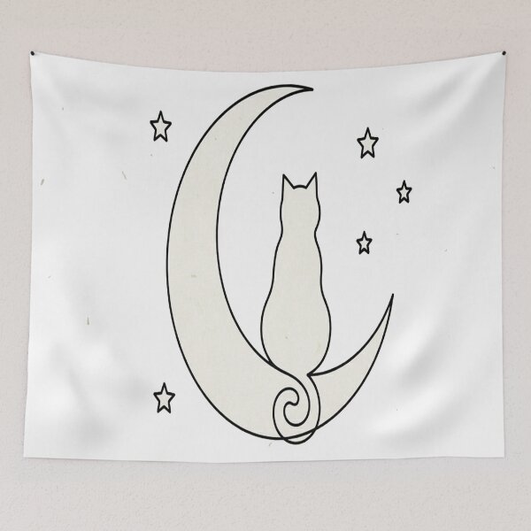 Item preview, Minimal Line Art-Cat on The Moon designed and sold by DinsignStudio.