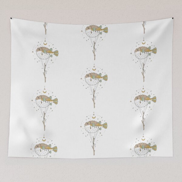 Item preview, Mystical Celestial Pufferfish Balloon Botanical Art designed and sold by BestChoiceService.