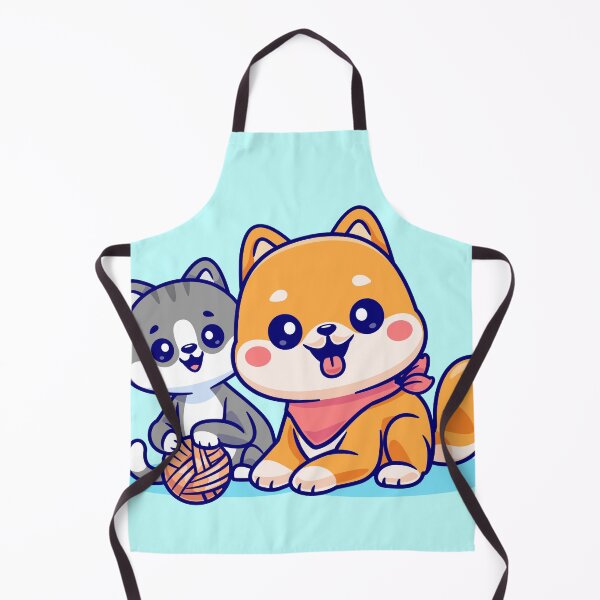 Item preview, cute-cat-shiba-inu-dog-playing-yarn-ball-cartoon-vector-icon-illustration-animal-nature-flat designed and sold by hjian8219.