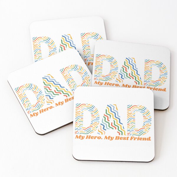 Item preview, "Dad: My Hero, My Best Friend" Vibrant Wavy Pattern Typography designed and sold by VibranPalette.