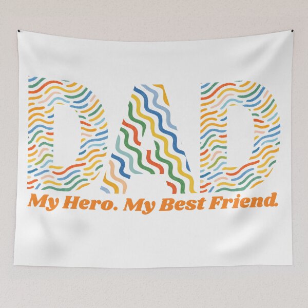 Item preview, "Dad: My Hero, My Best Friend" Vibrant Wavy Pattern Typography designed and sold by VibranPalette.