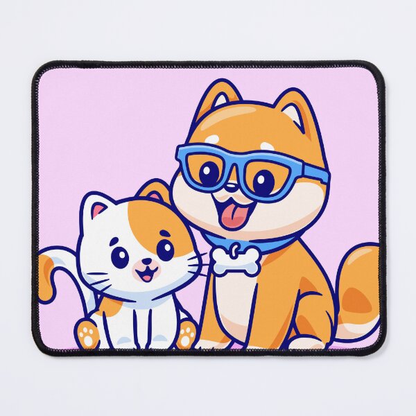 Item preview, cute-cat-shiba-inu-dog-playing-yarn-ball-cartoon-vector-icon-illustration-animal-nature-flat designed and sold by hjian8219.