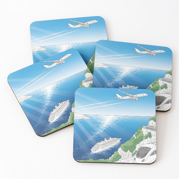 Item preview, Coastal Travel Train Ocean Line Art designed and sold by PixorStudio.